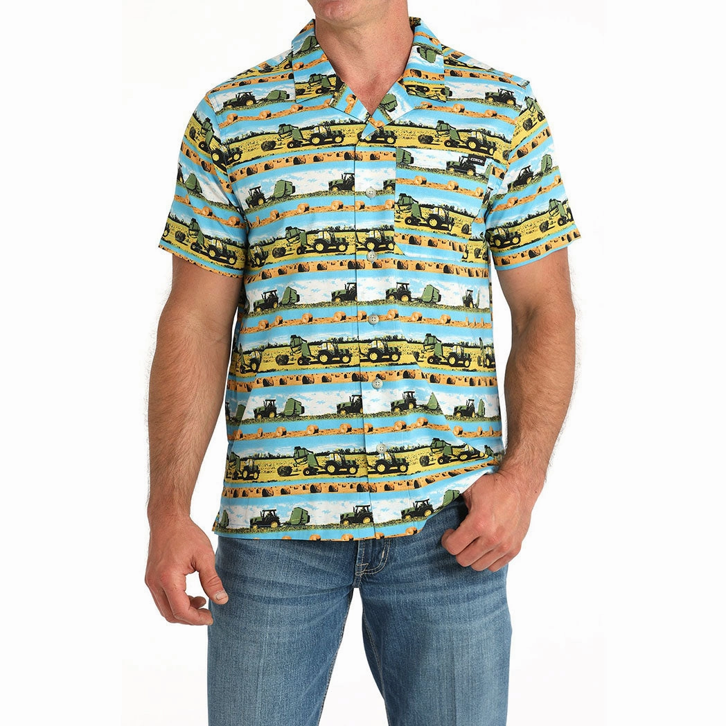 Cinch Men's Hayin Season Camp Shirt-Blue bohemian flair Versatile Design