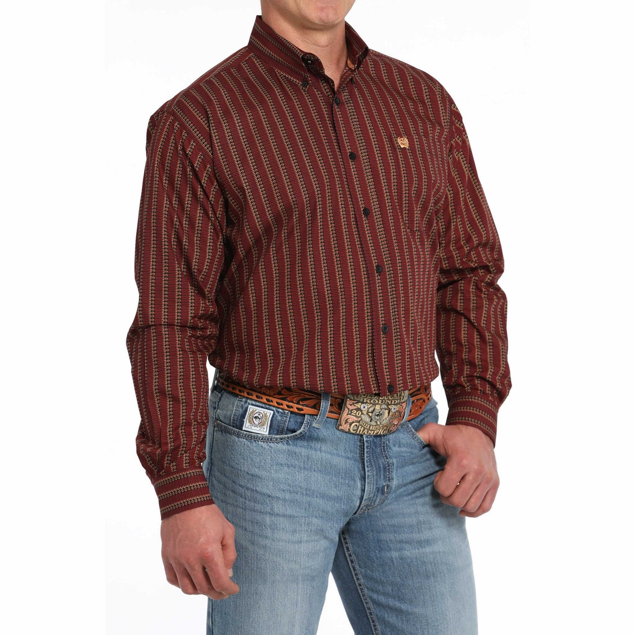 Beach Wear Cinch Men's Red Shot Shell Print Button Down