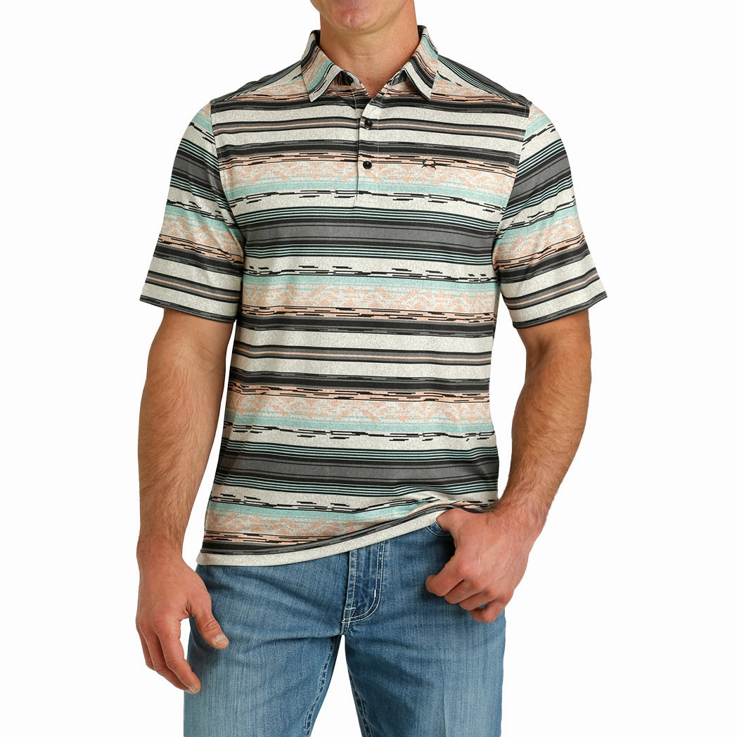 Cinch Men's Aztec Short Sleeve Polo Double Stitched Seams