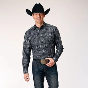 Winter Collection Unique Design Roper Men's Black Aztec Stripe Shirt