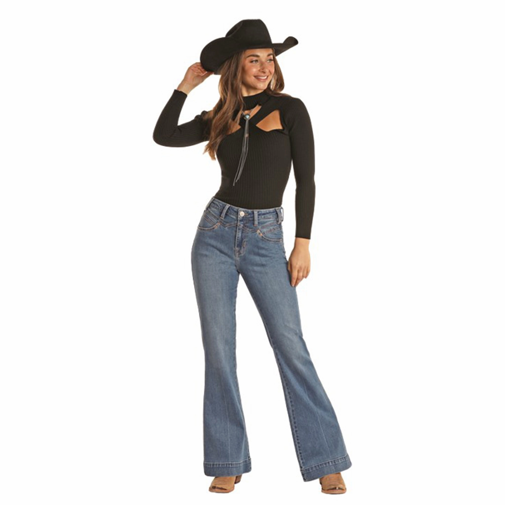 Rock & Roll Women's Vintage Blue Highrise Trouser Fashionable Fit