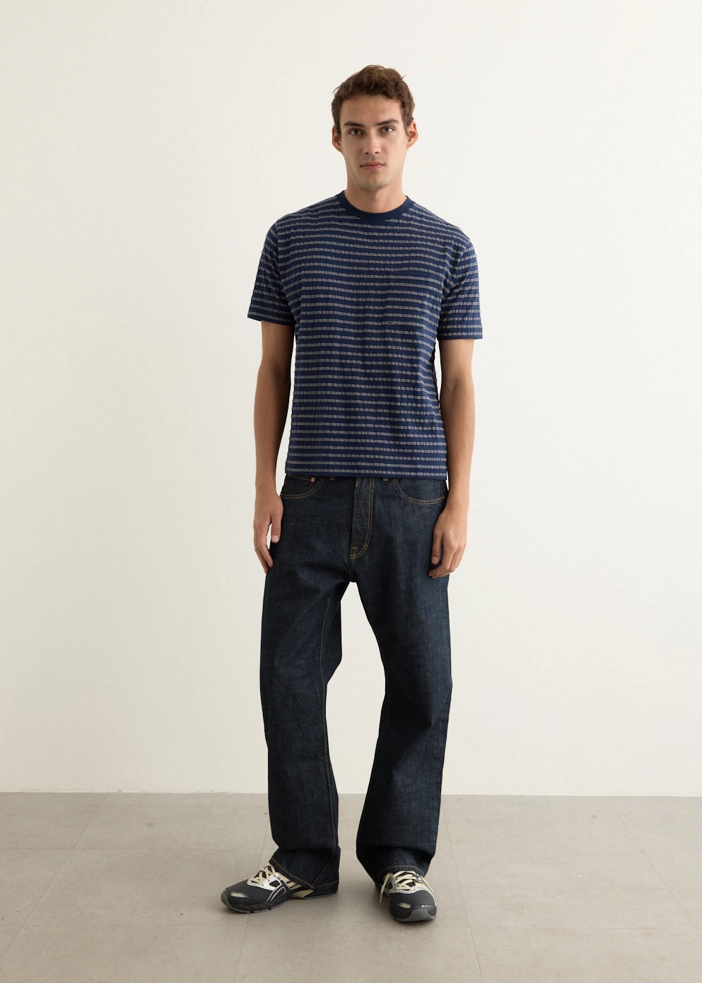 Flattering Cut Jacquard Pocket T-Shirt