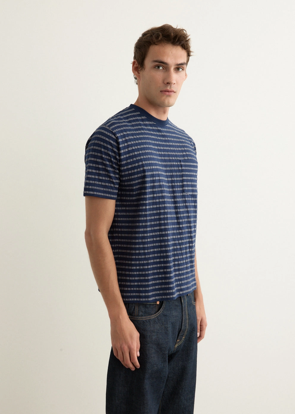 Jacquard Pocket T-Shirt Street Trend Look