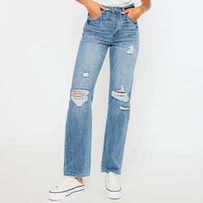 Comfortable Outfit KanCan Women's Med/Distressed High Rise 90s Jeans