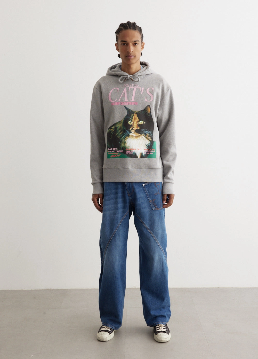 Soft Fabric Look All Day Softness Cat Print Hoodie