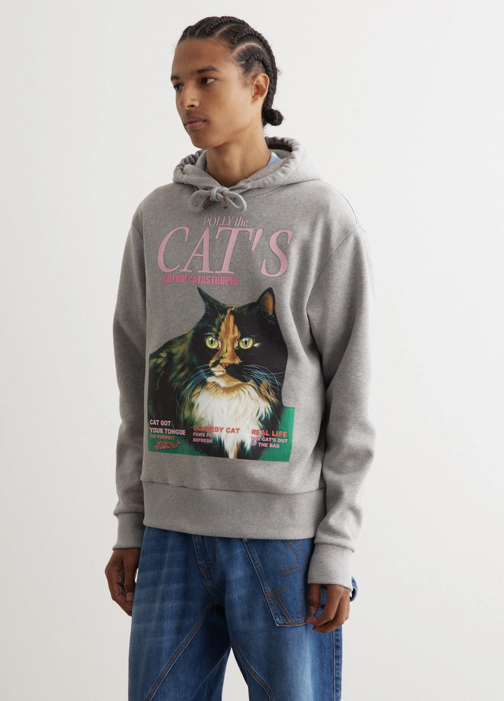 Cat Print Hoodie Comfy Knit Outfit