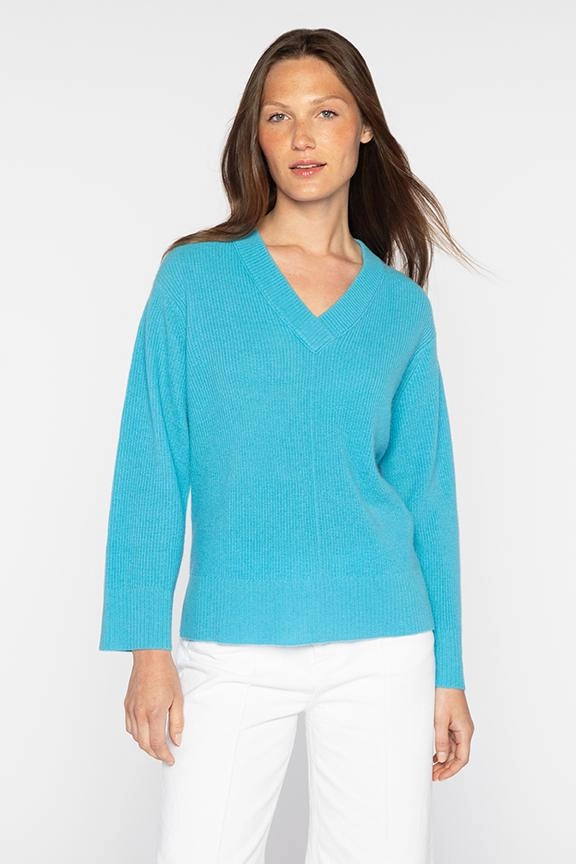 Rib Easy Vee Sweater Comfy And Warm Textured Weave