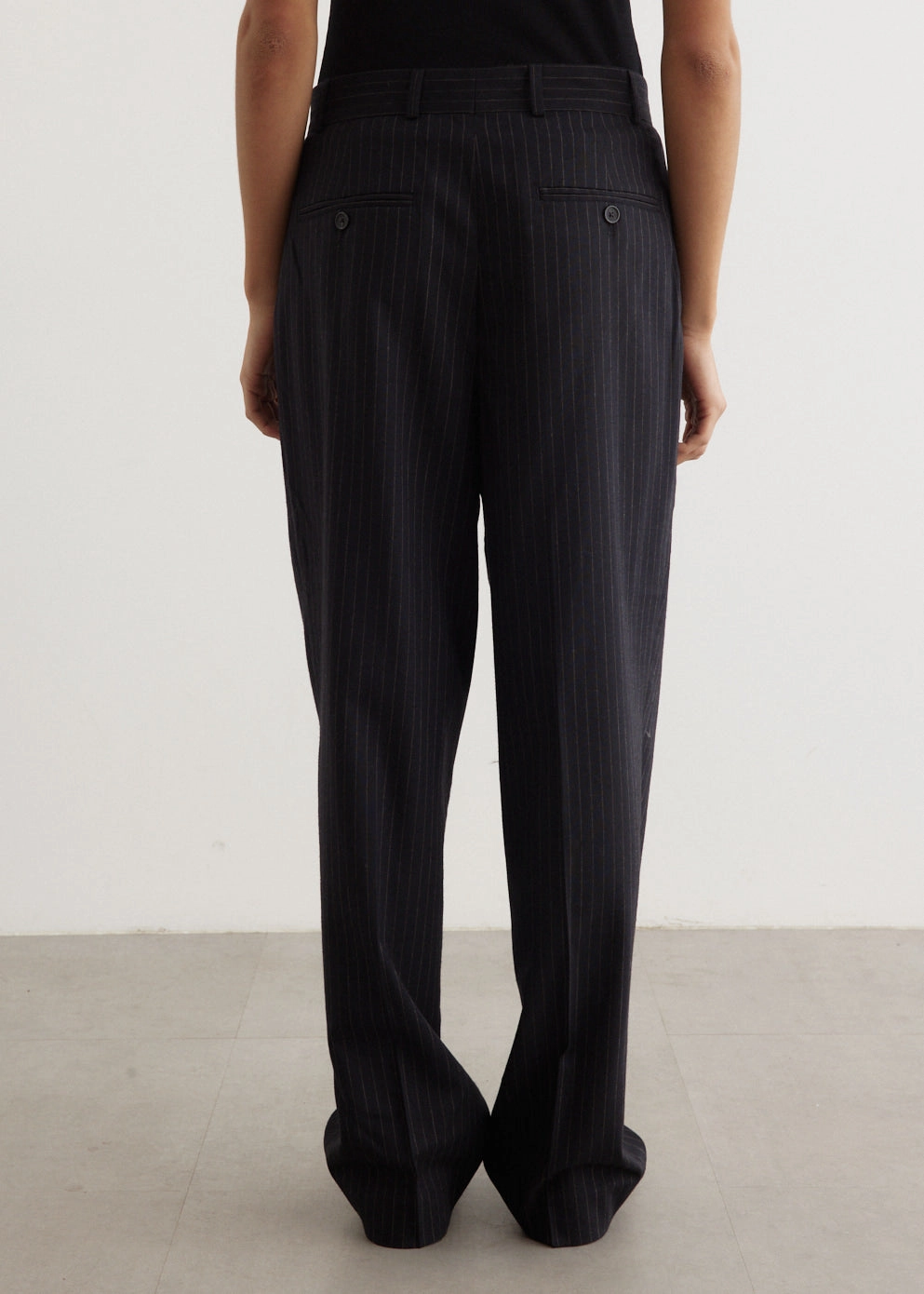 Durable Activewear Comfy Wearable Double-Pleated Tailored Pinstripe Trousers