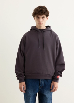 Red Box Hoodie Flexible Ribbed Trim Casual Comfort