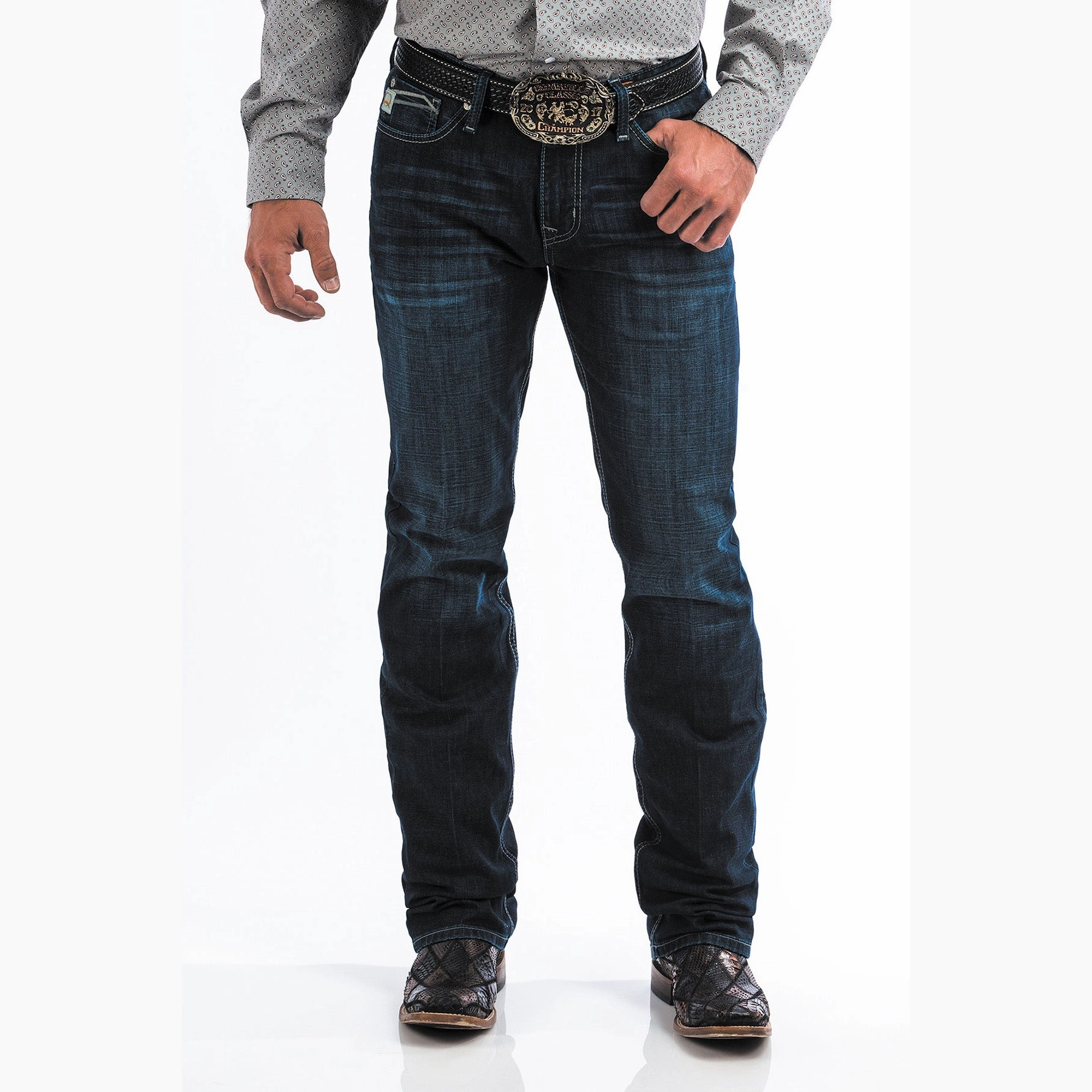 Trend Setter Smart Casual Classic Wear Durable Summer Vibes Cinch Men's Dark Wash Performance Ian Jean