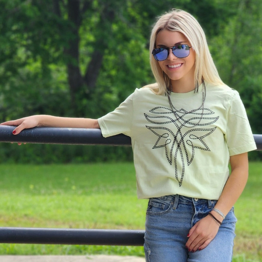 Cezanne Women's Green Boot Stitch Tee Low Profile Stitching MultiPanelDesign