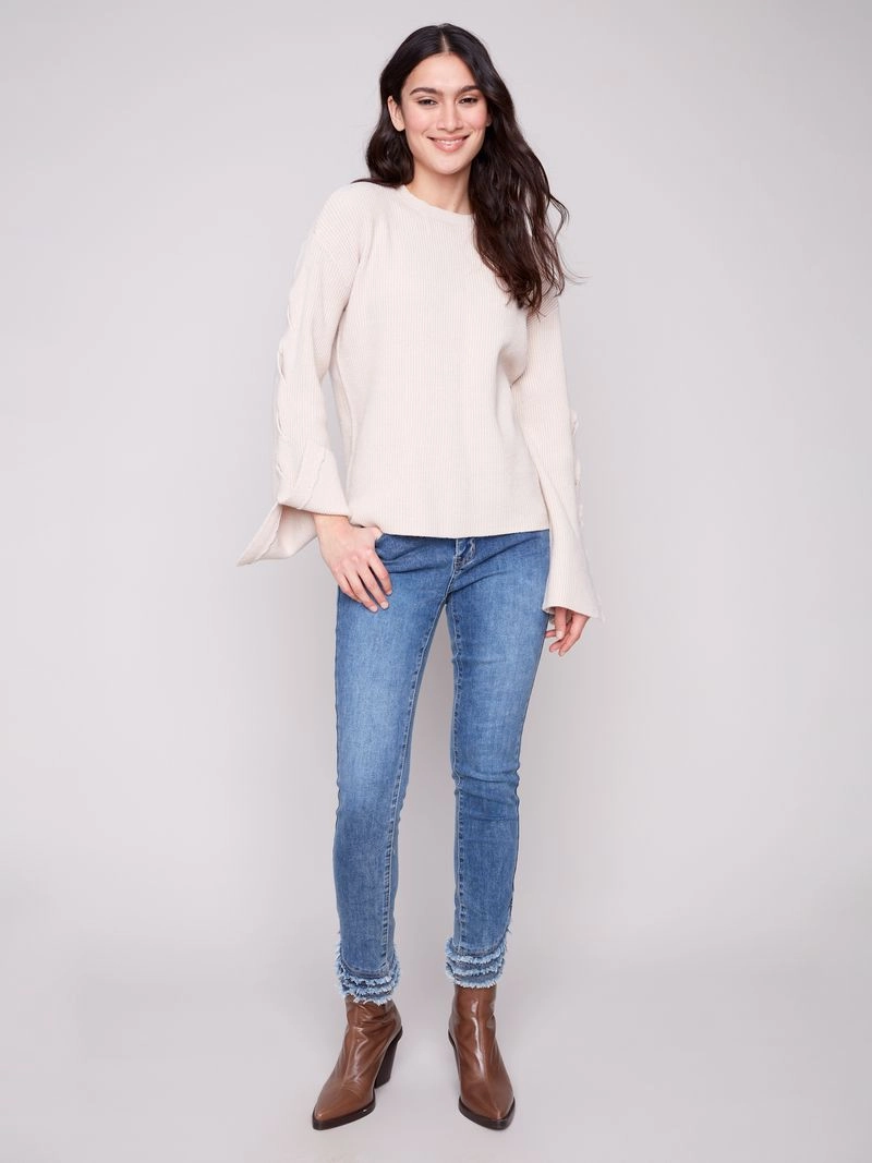 Charlie B. Cable Detail Sweater stain resistant coating