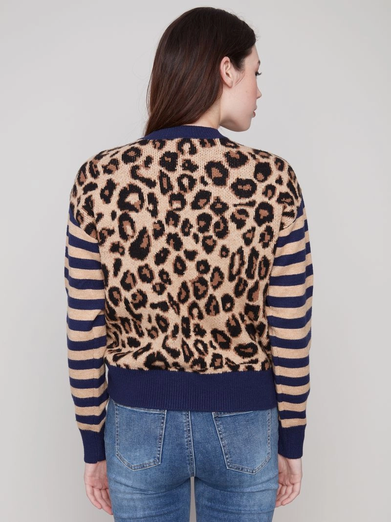 Charlie B. Leopard & Stripes Sweater PuckerFree Surface