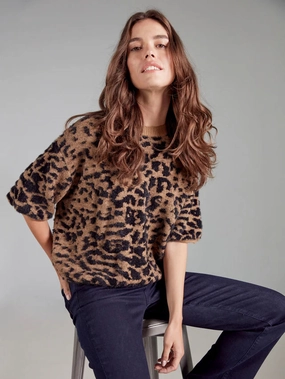 WrinkleFree Finish Charlie B. Leopard Print Balloon Sleeve Sweater