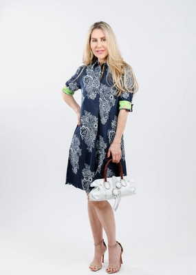 Travel Friendly Chatham Dress - Navy White Floral