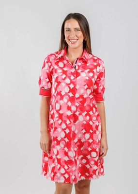 Chatham Dress - Pink Watercolor Saturated Hue