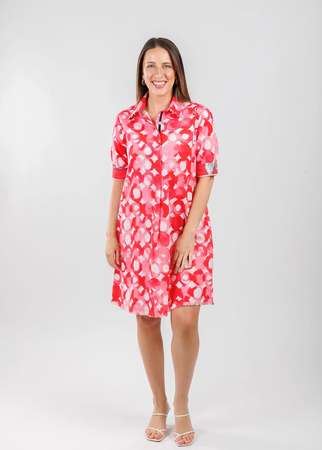 Chatham Dress - Pink Watercolor Mesh-Detail Comfy Design