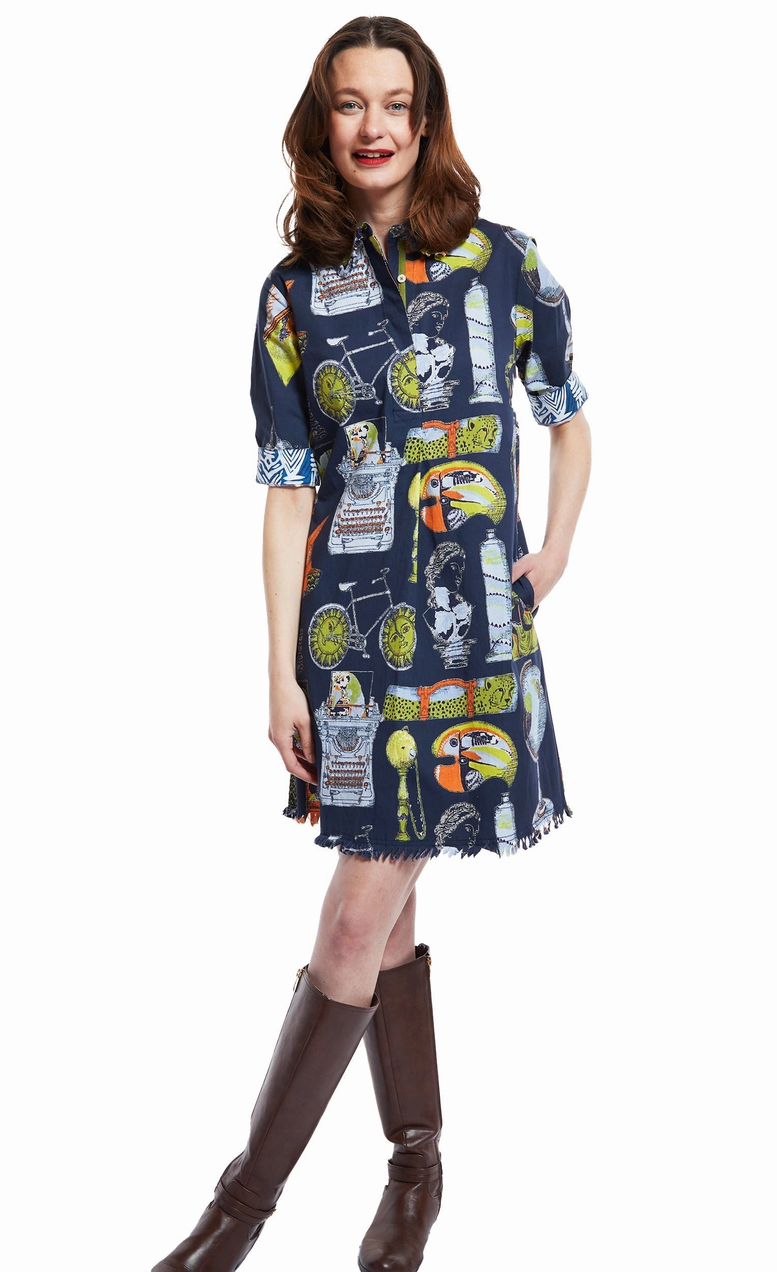 budget-friendly Effortless Tailoring Chatham Dress - Vintage History Print