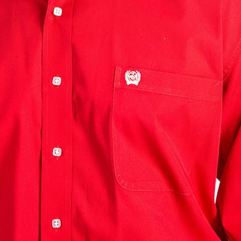 youth trend Cinch Men's Solid Red Long Sleeve Shirt