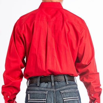Cinch Men's Solid Red Long Sleeve Shirt Cocktail Event
