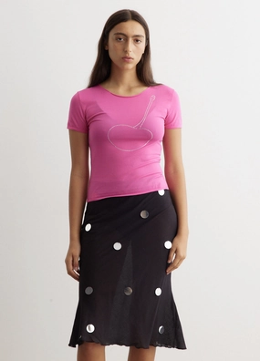 Drop Shoulder Cut StretchFabric Cherry Brillo Top