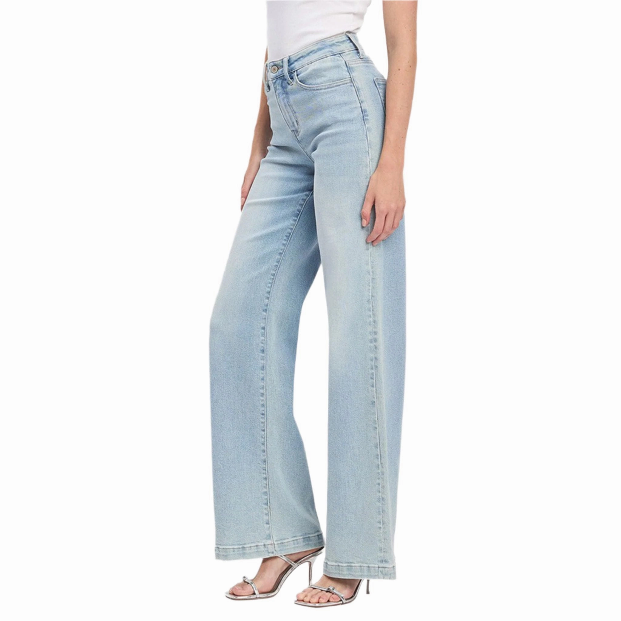 No Fuss Fit Fashion Lover Versatile Veveret Women's High Rise Wide Leg Jeans