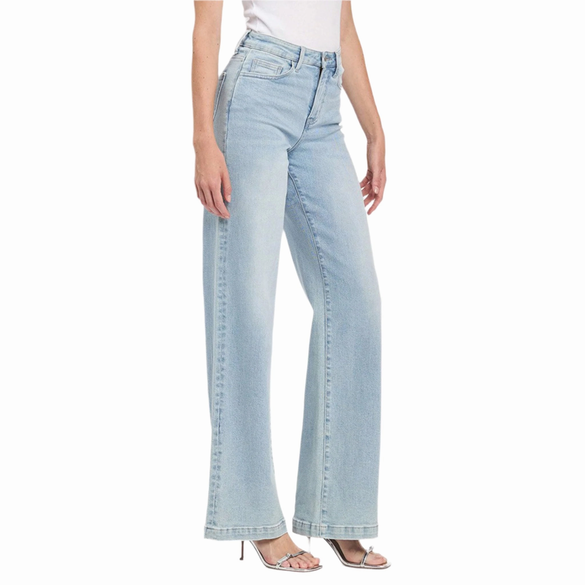 Veveret Women's High Rise Wide Leg Jeans Perfect For Daily Core Wardrobe