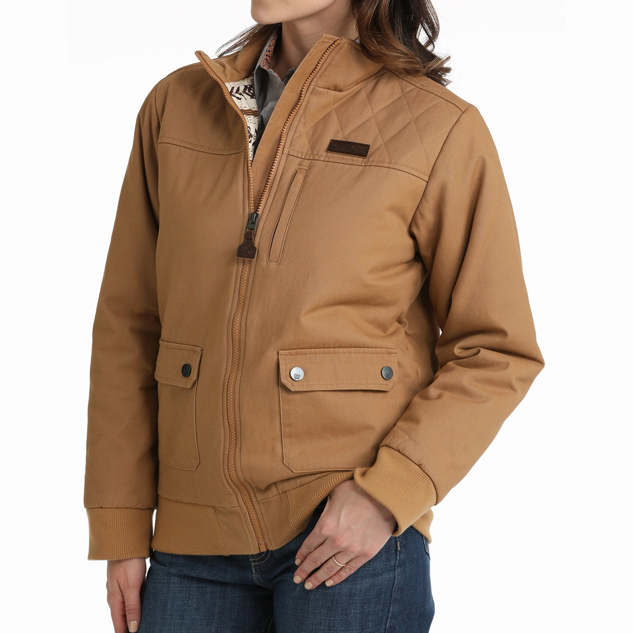 Travel Light Fit Compression Resistant Insulation Cinch Women's Canvas Bomber Jacket