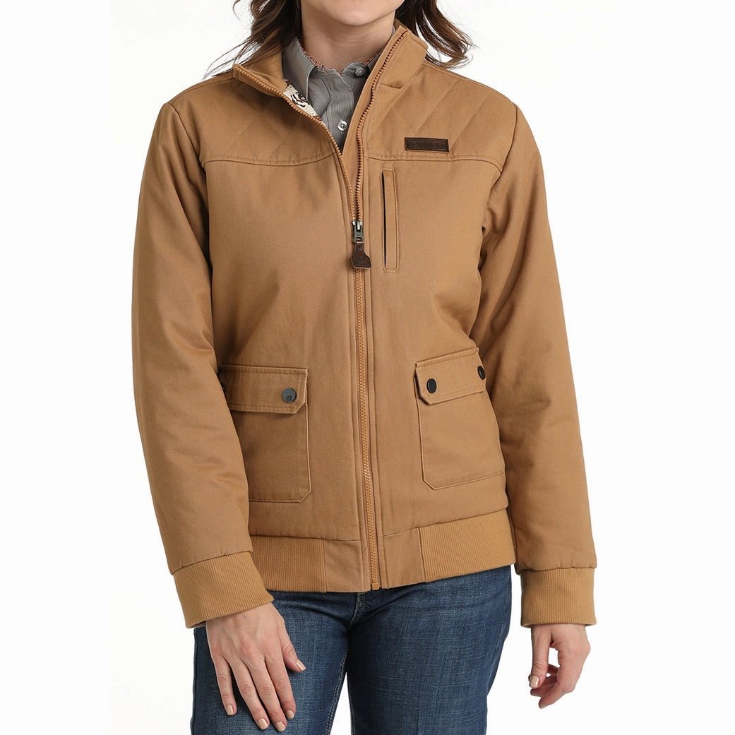 Cinch Women's Canvas Bomber Jacket Layered Ventilation Panels