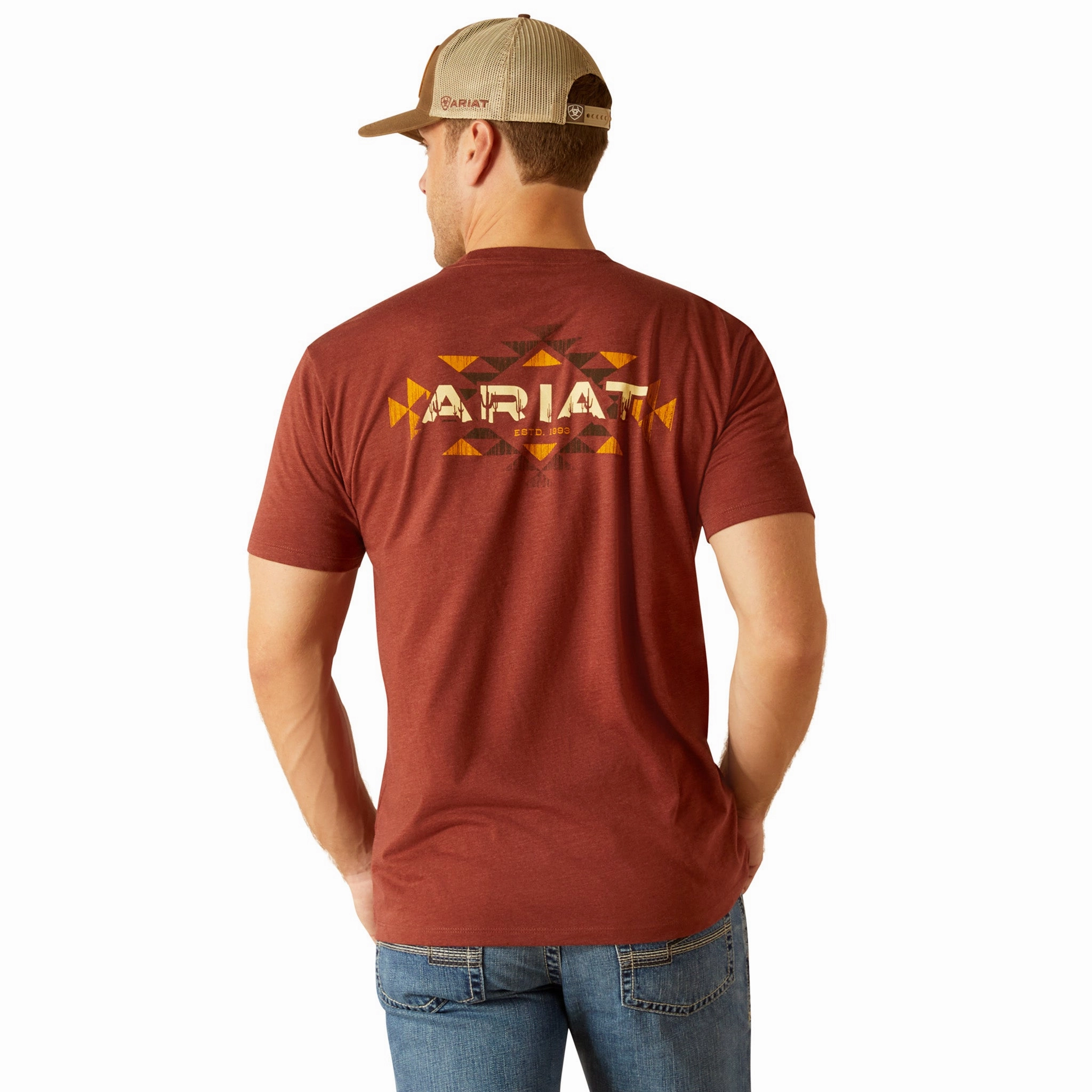 Ariat Men's Rust Southwest Cactus Tee Eco Friendly Dye