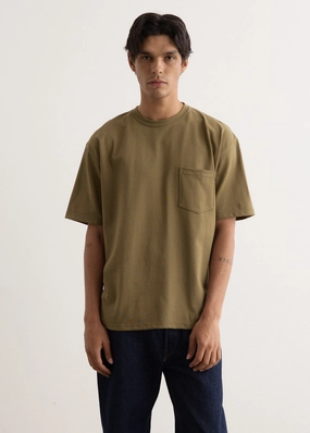 Ribbed Neckline Pocket T-Shirt
