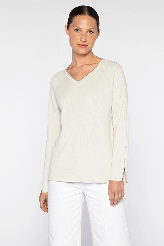 Lurex Tipped Vee Relaxed Movement Soft Warmth