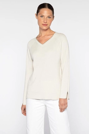 Lurex Tipped Vee Relaxed Movement Soft Warmth