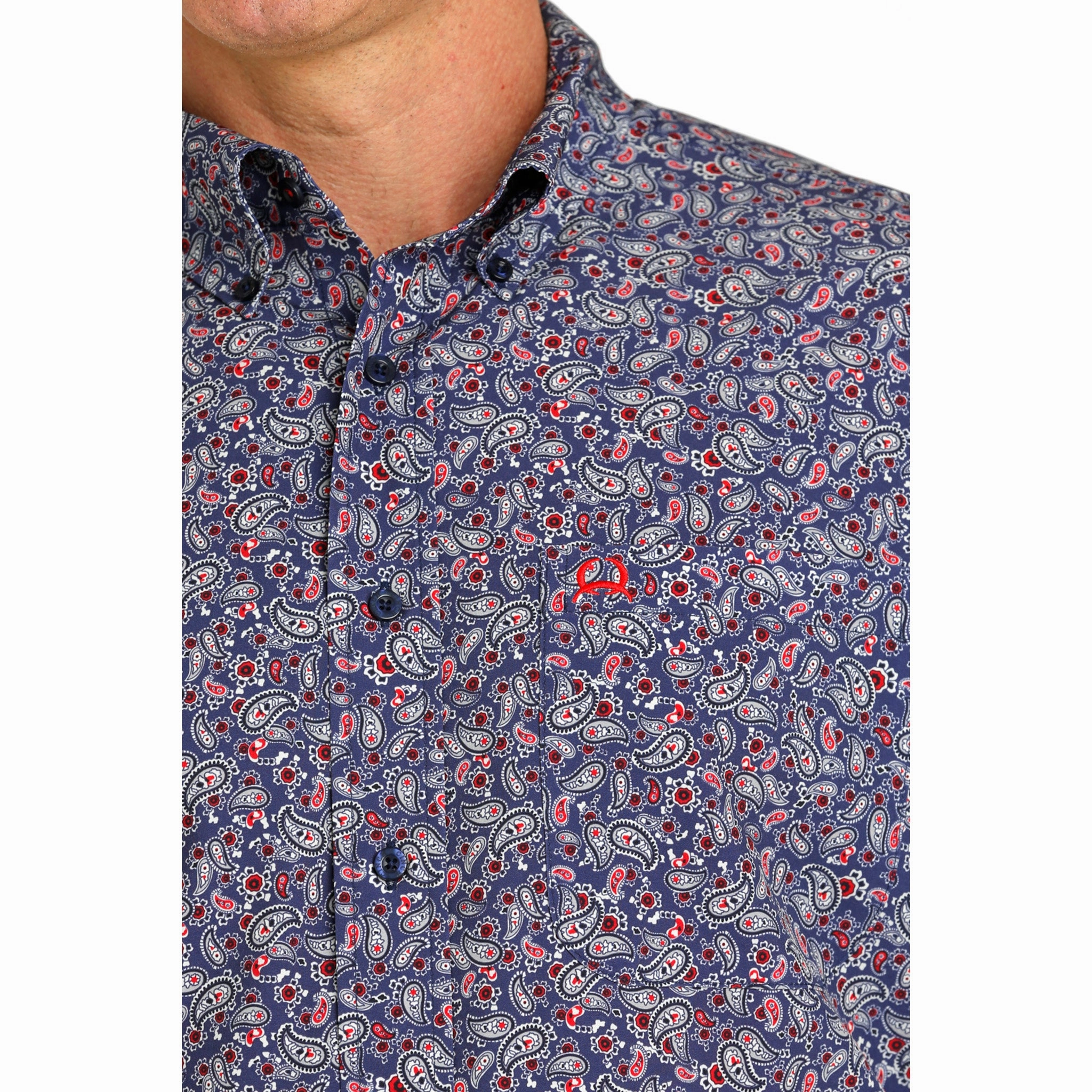 Trendy Design Cinch Men's Navy Print Short Sleeve
