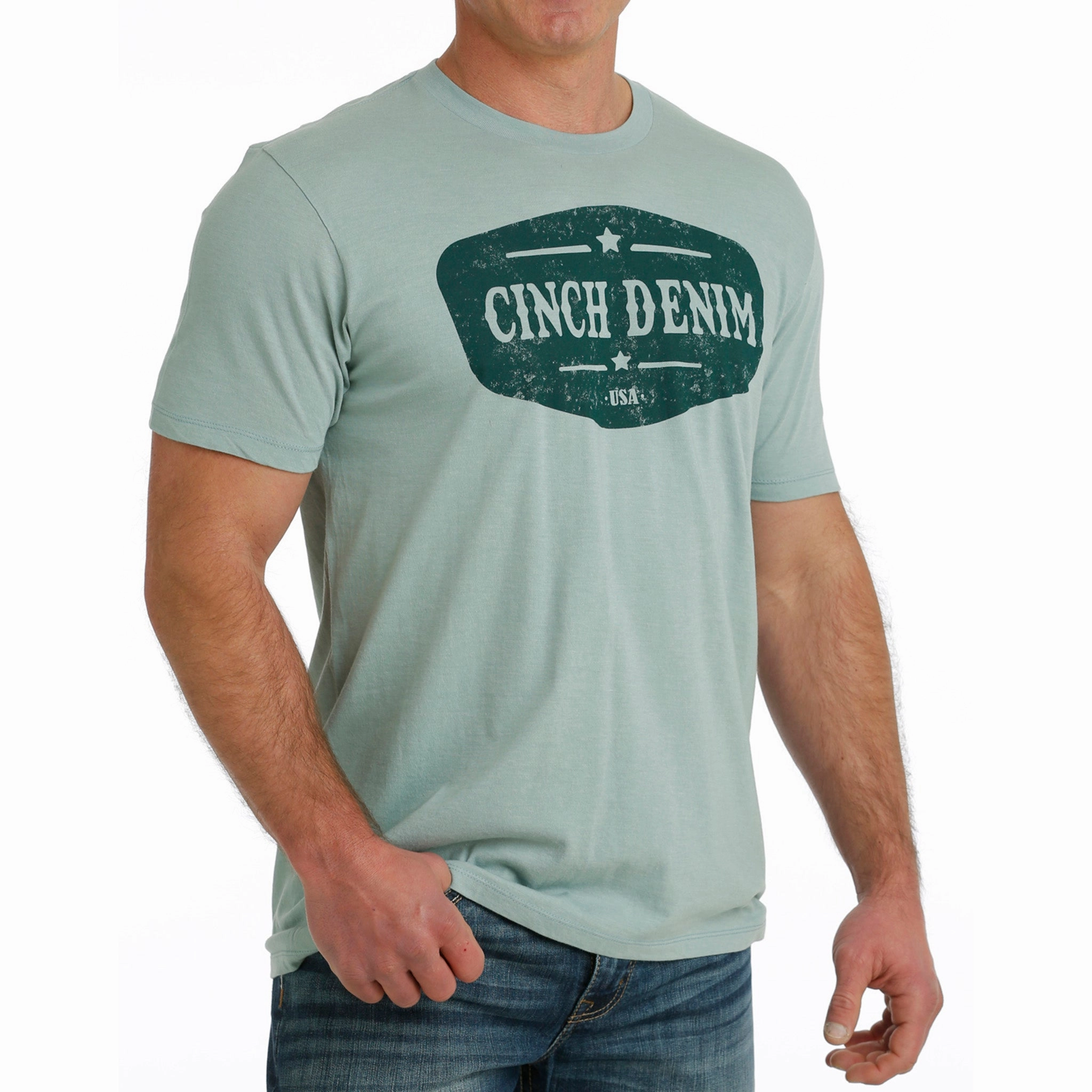 Cinch Men's Turquoise Logo Tee Morning Comfort