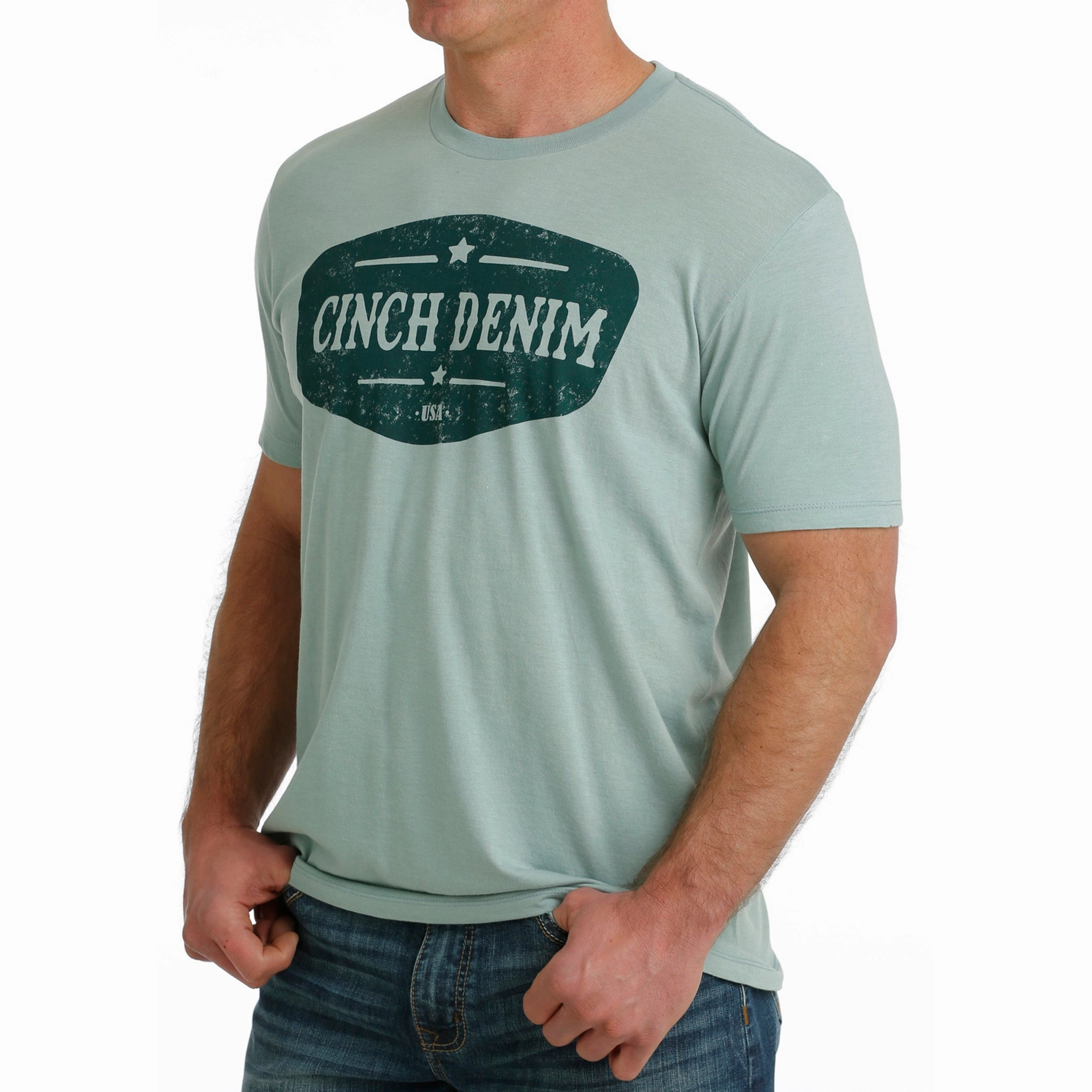 Non-irritating Functional Fashion Cinch Men's Turquoise Logo Tee