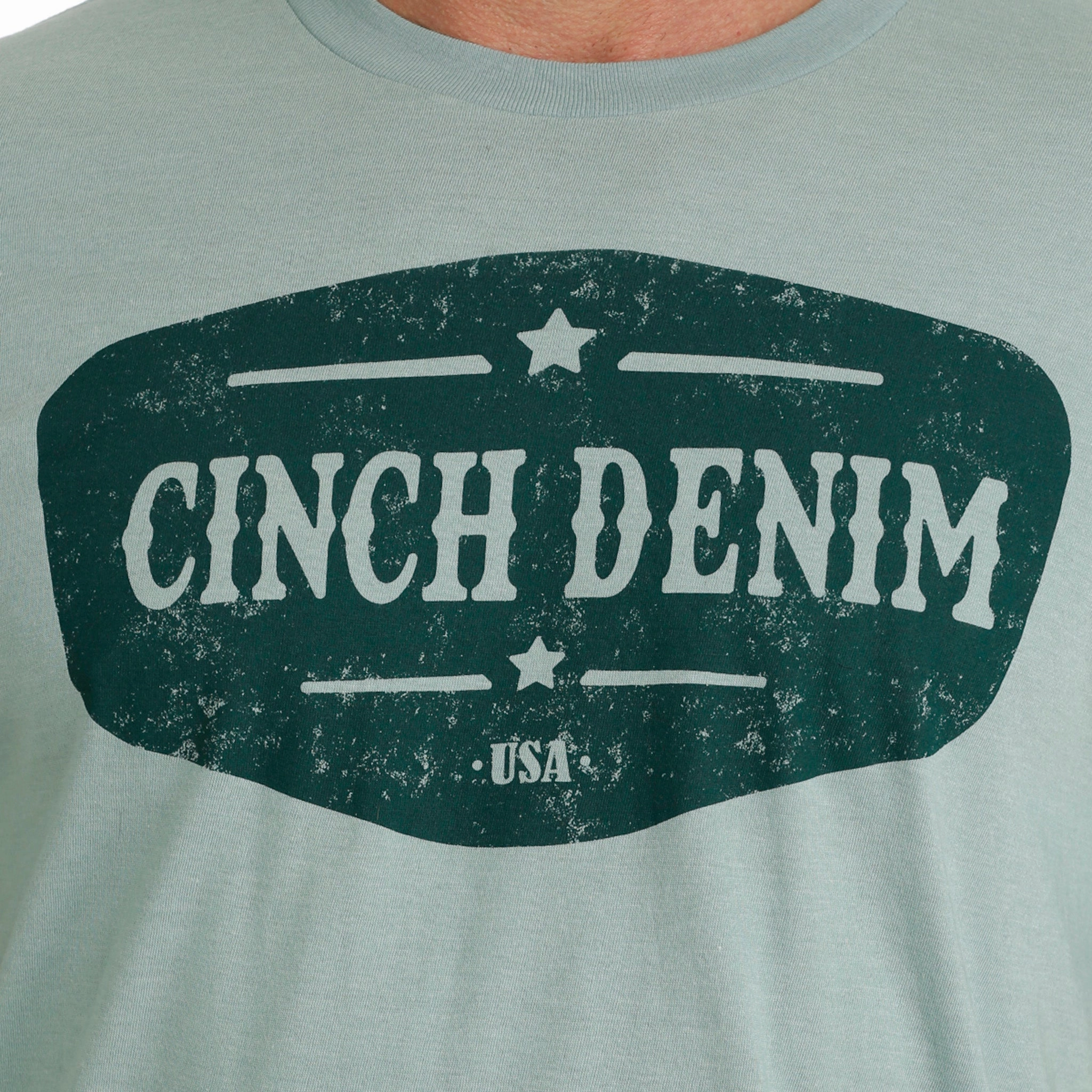 Cinch Men's Turquoise Logo Tee Tailored Silhouette Versatile Piece