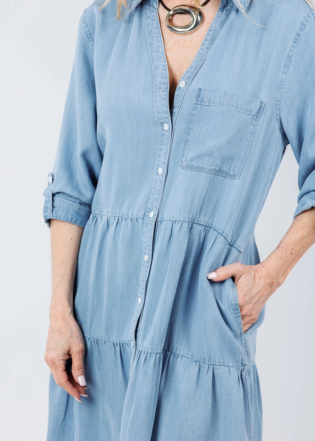 Nancy Dress - Medium Blue Casual Chic