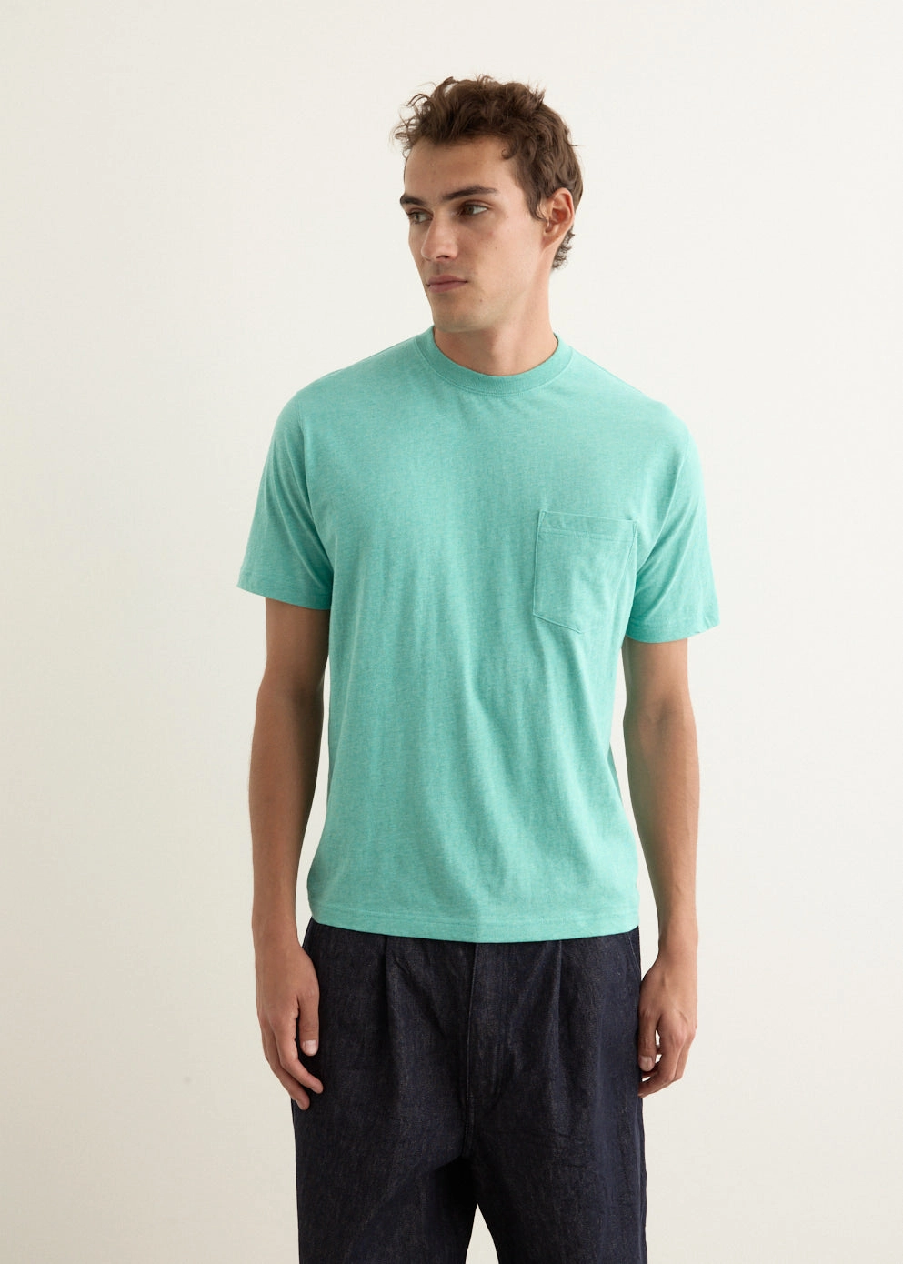 Coloured Grandrelle Pocket T-Shirt GarmentDyedTexture Heavyweight Weave
