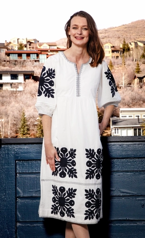 tailored look Black and White Applique Dress