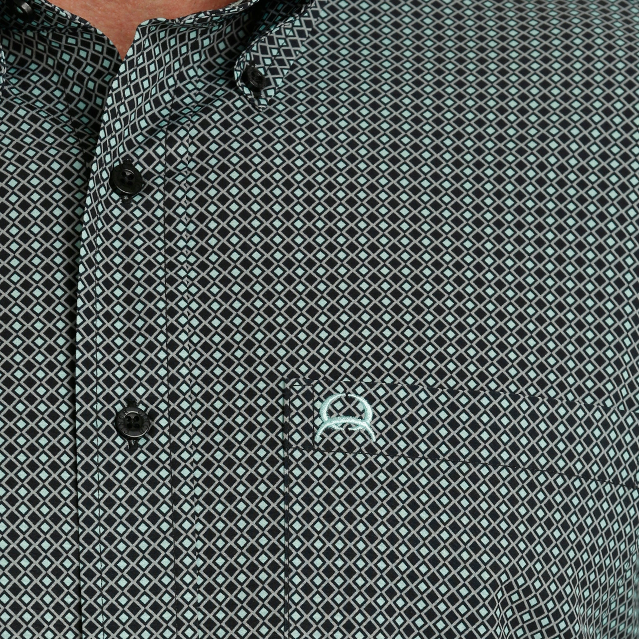 Comfort Fit Patterned Texture Cinch Men's Arenaflex Black Short Sleeve