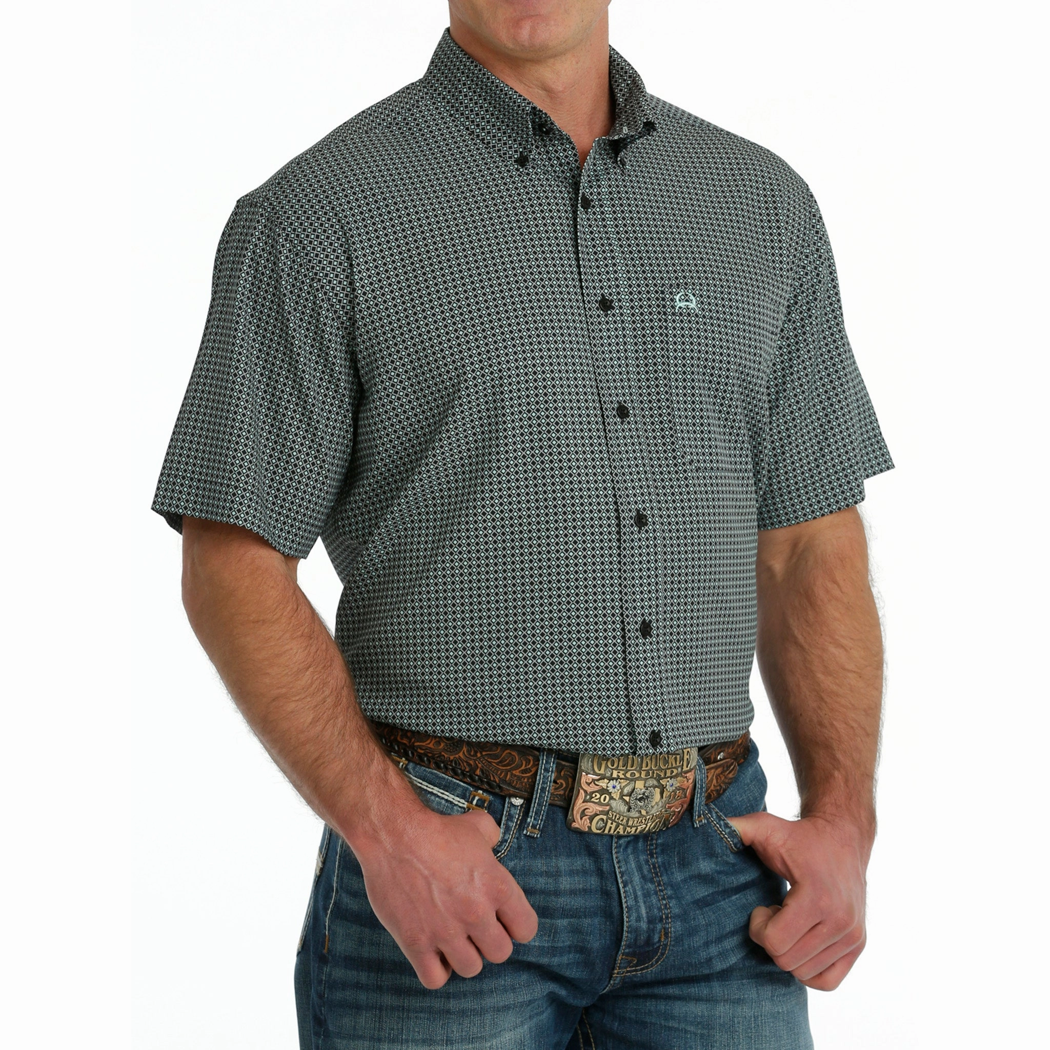 Rugged Style Cinch Men's Arenaflex Black Short Sleeve