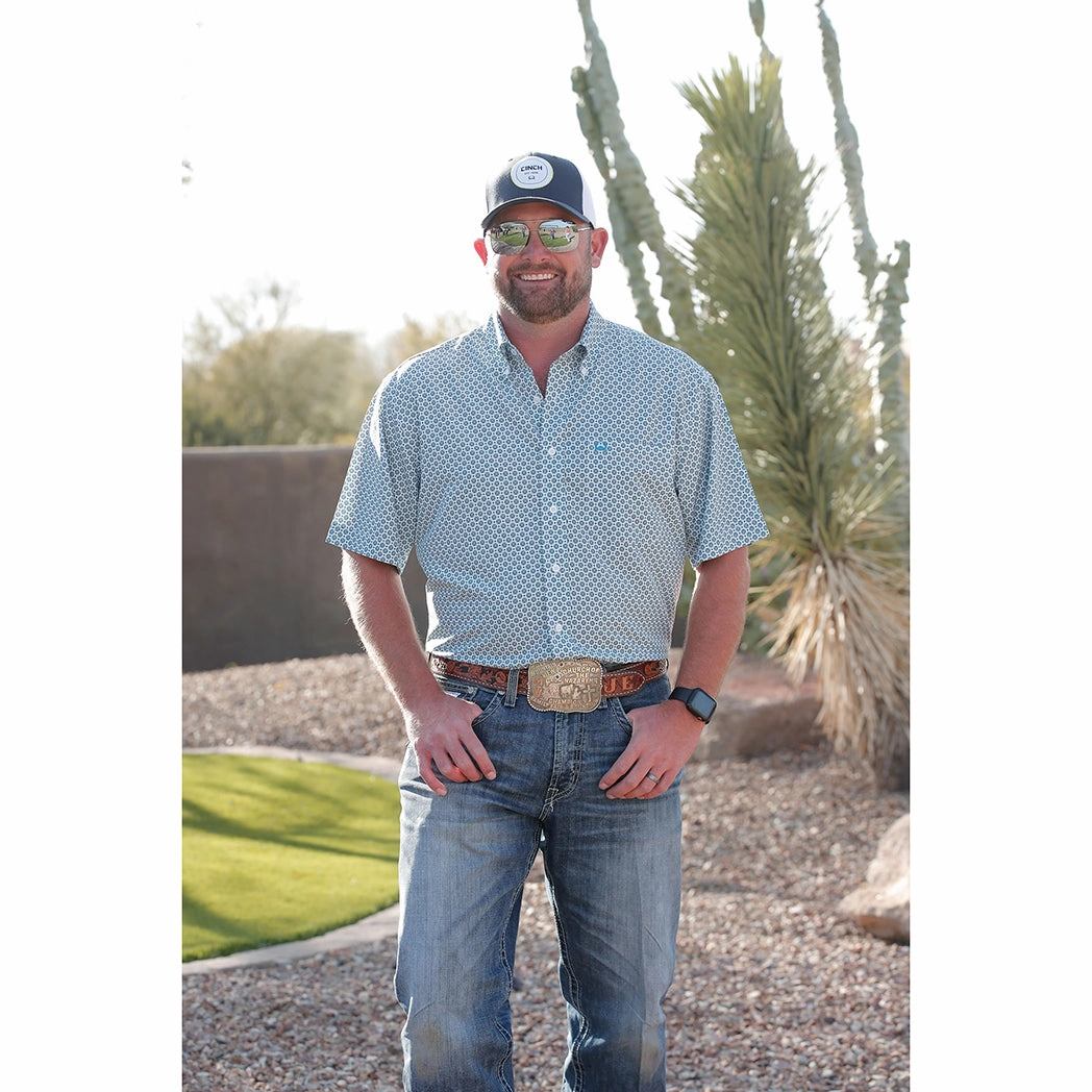 Cinch Men's ArenaFlex in White Geo Print Quality Wear