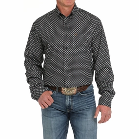 Cinch Men's Arenaflex Navy Medallion Print Long Sleeve Fade Resistant Formula