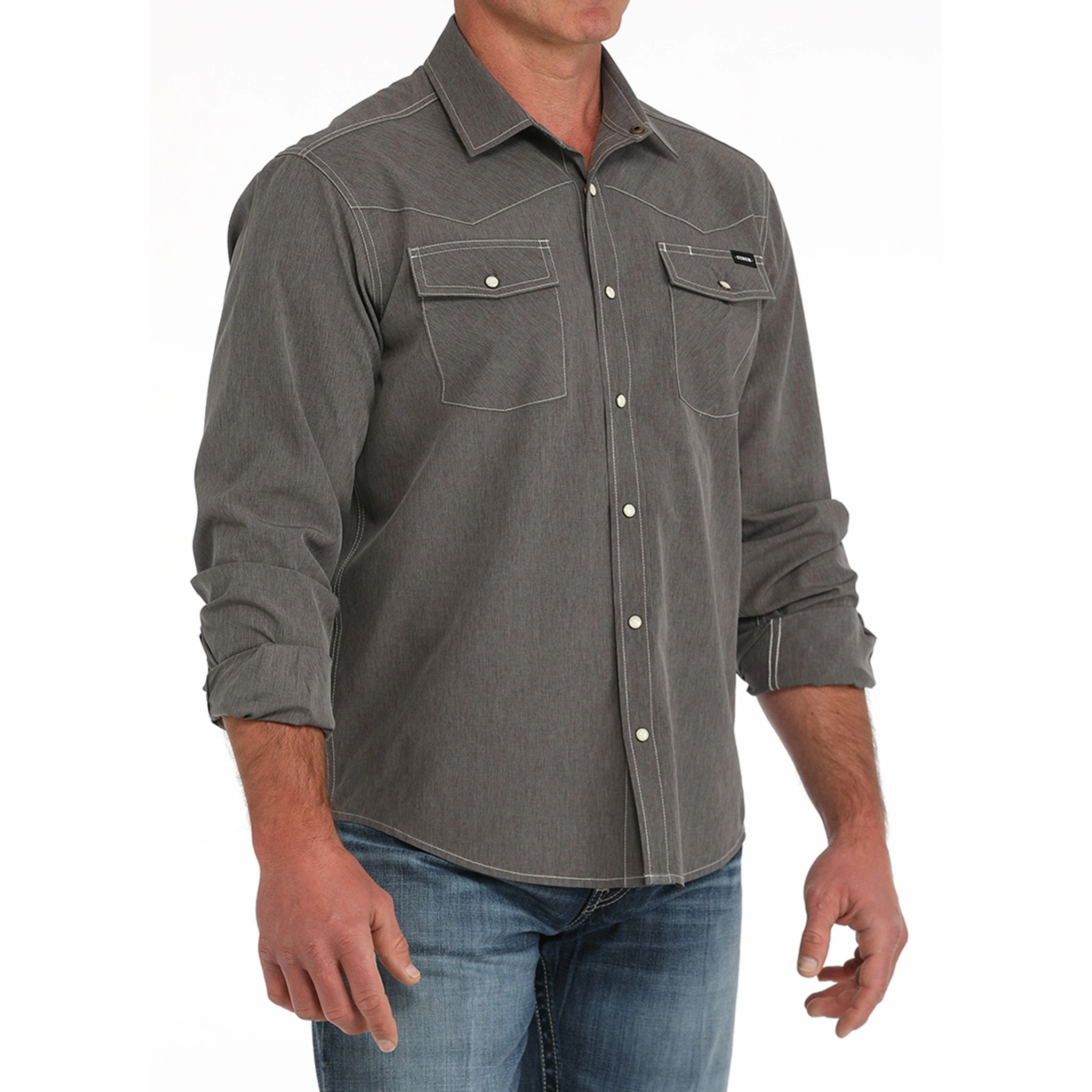Cinch Men's Arenaflex Western Camp Shirt - Charcoal High-Quality Material Compact Fold Design