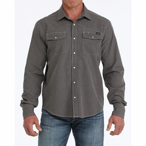 Earthy Palette Cinch Men's Arenaflex Western Camp Shirt - Charcoal