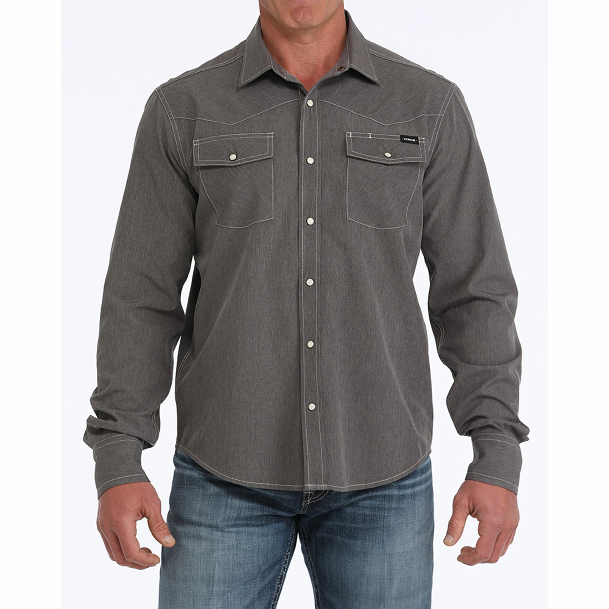 Earthy Palette Cinch Men's Arenaflex Western Camp Shirt - Charcoal