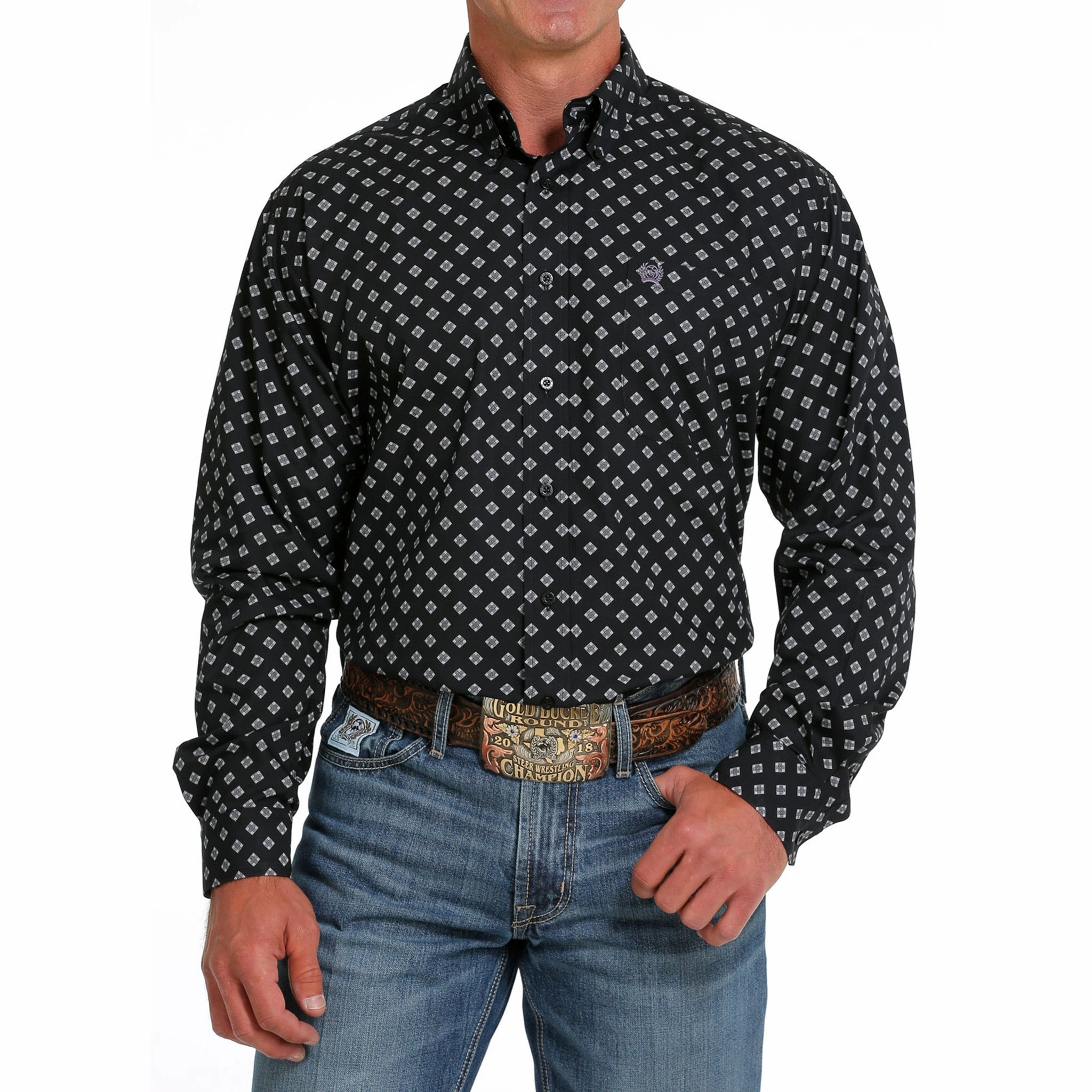 Everyday Wear Cinch Men's Black Diamond Print