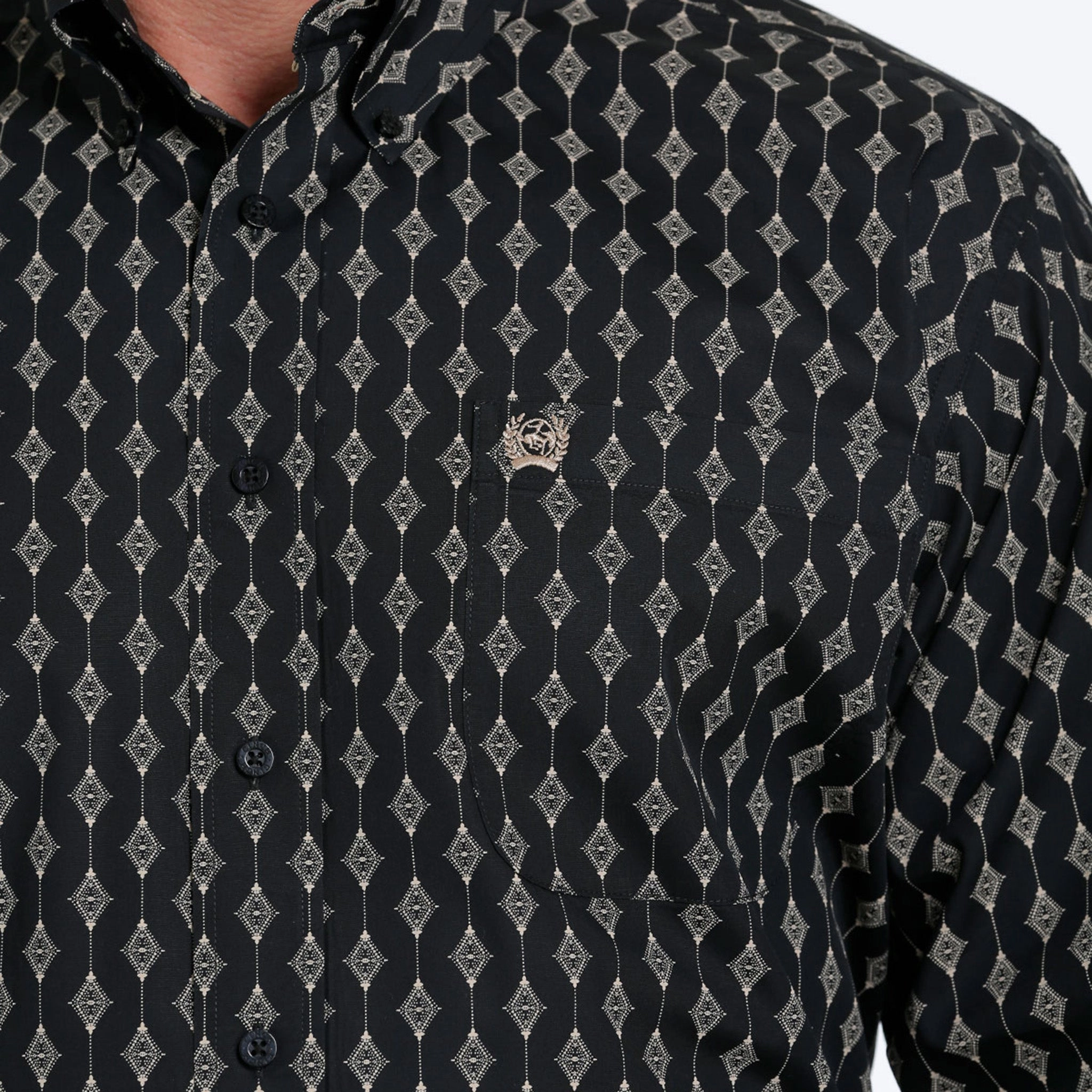 Cinch Men's Black Diamond Print Shirt Embroidered Logo