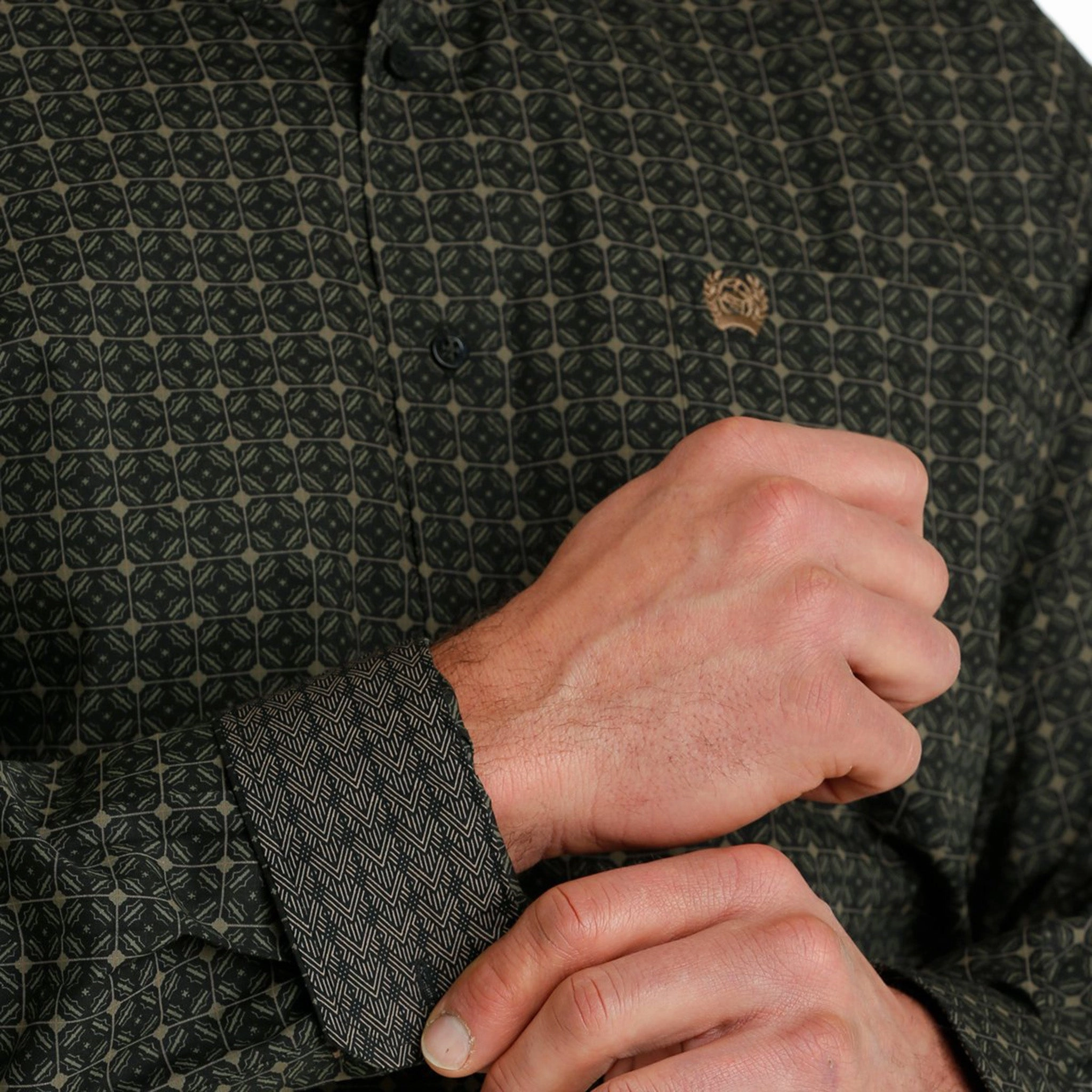 V-neck style Everyday Fashion Cinch Men's Black Medallion Shirt